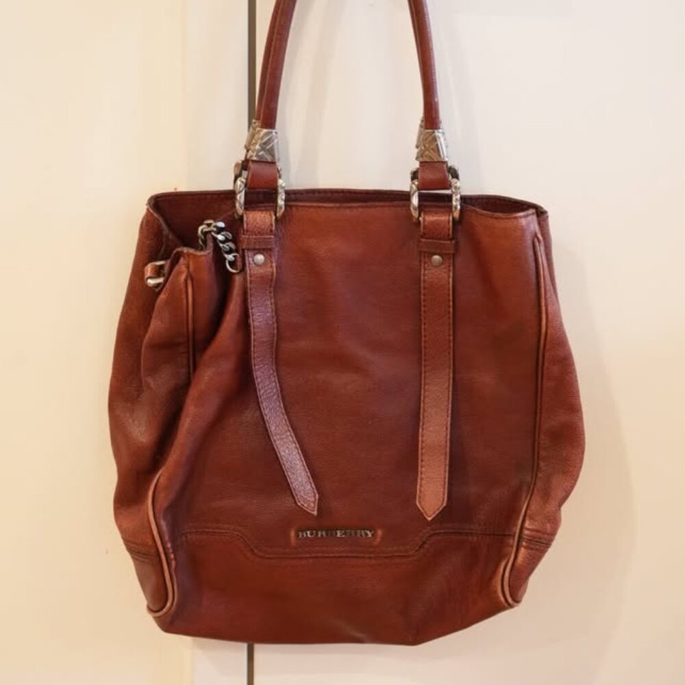 Burberry Chestnut Leather Tote - Picture 9 of 14